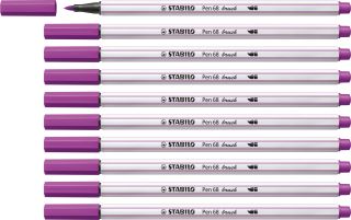 Premium-Filzstift mit Pinselspitze für variable Strichstärken - Pen 68 brush - Einzelstift - lila, 10 St.