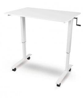 Stehschreibtisch 120 x 80 cm, Kurbel, weiß