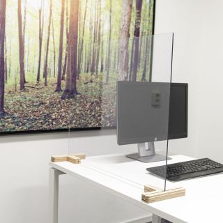 Trennscheiben Schreibtisch/Tisch , (Plexiglas) inkl. 2x 3-Wege-Holz-Füße, 58x75cm