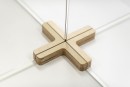 Holz-Fuß  für  Plexiglas-Trennscheibe, 4-Wege