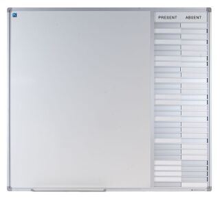 Anwesenheitstafel/Weißwandtafel SL, alu, 30 pos, GB Layout