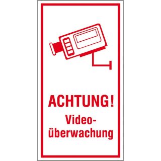 "SafetyMarking® Hinweisaufkleber ""Achtung! Videoüberwachung "" rechteckig 8,0 x 15,0 cm, 1 St."