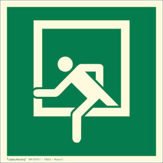 "SafetyMarking® Rettungszeichen-Aufkleber ""Notausstieg"" quadratisch 15,0 x 15,0 cm, 1 St."