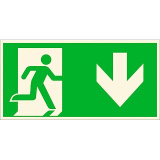 "SafetyMarking® Rettungszeichen-Aufkleber ""Notausgang rechts, abwärts"" rechteckig 30,0 x 15,0 cm, 1 St."