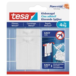 tesa Powerstripes Klebenägel für max. 4,0 kg, 4,6 x 6,4 cm, 2 St.