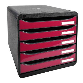 Exacompta Schubladenbox Big-Box Plus  himbeer 3097284D, DIN A4 mit 5 Schubladen, 1 St.