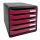 Exacompta Schubladenbox Big-Box Plus  himbeer 3097284D, DIN A4 mit 5 Schubladen, 1 St.