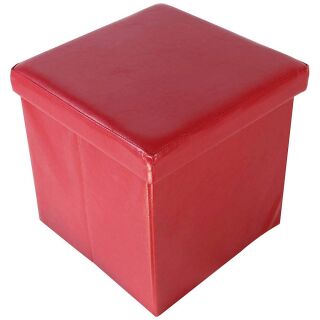 Echtwerk Wohnzimmer-Hocker mit Stauraum Store Cube EW-SW-0415 rot Kunstleder, 1 St.