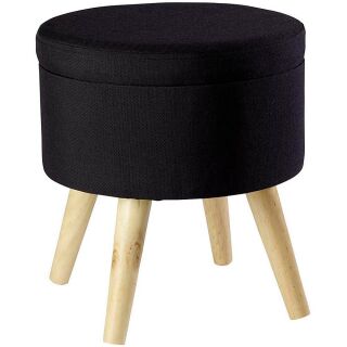 Echtwerk Wohnzimmer-Hocker mit Stauraum Max EW-SH-0455 schwarz, 1 St.