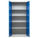 Gürkan Stahlschrank 100162 lichtgrau, enzianblau 4 Fachböden 92,0 x 42,0 x 195,0 cm, aufgebaut, 1 St.