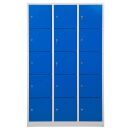 Gürkan Schließfachschrank lichtgrau, enzianblau 106976, 15 Schließfächer 119,0 x 45,0 x 190,0 cm