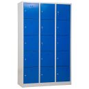 Gürkan Schließfachschrank lichtgrau, enzianblau 106976, 15 Schließfächer 119,0 x 45,0 x 190,0 cm