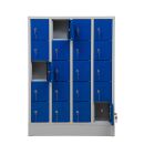 Gürkan Schließfachschrank lichtgrau, enzianblau 111037, 20 Schließfächer 80,0 x 15,0 x 110,0 cm