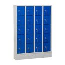 Gürkan Schließfachschrank lichtgrau, enzianblau 111037, 20 Schließfächer 80,0 x 15,0 x 110,0 cm
