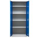 Gürkan Stahlschränke 111307 lichtgrau, enzianblau 4 Fachböden 92,0/80,0 x 42,0/38,0 x 195,0/180,0 cm, aufgebaut, 2 St.