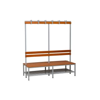 Gürkan Garderobenbank mit Haken und Schuhrost 107376 grau, buche Holz 200,0 cm