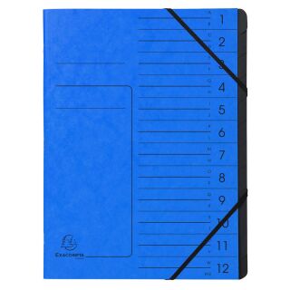 Ordnungsmappe - 12 Fächer, A4, Colorspan-Karton, blau, 1 St.