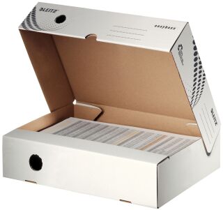 6134 Archivbox easyboxx - A4, 80 mm, Wellpappe (RC), breite Öffnung, Klappdeckel, weiß, 1 St.