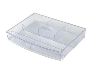 Schubladeneinsatz mit 6 Fächern und Griff - transparent-glasklar, 1 St.