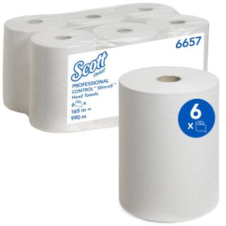 Rollenhandtuch Slimroll™ - 1-lagig, weiß, 6 Rollen à 165 m, 1 St.