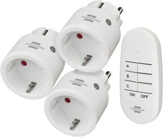 Funkschalt-Set Comfort-Line Mini 3+1, 3er Funksteckdosen Set (Innenbereich, mit Handsender und erhöhtem Berührungsschutz), 1 St.