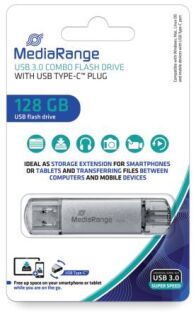 USB Stick 3.0 - 128 GB, Kombo-Stick mit USB Type-C™ Stecker, silber, 1 St.