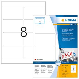10308 Universaletiketten - 96 x 63,5 mm, weiß, ablösbar, matt, 800 Stück, 1 St.