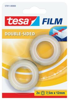 Klebefilm doppelseitig - 12 mm x 7,5 m, 2er Blisterpack, 1 St.