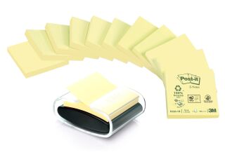 Haftnotizspender für  Z-Notes, gefüllt, schwarz/transparent + 12 Block, 1 St.