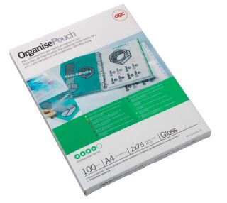 Laminiertasche Organise, A4+, 125 Micron, glänzend,  glasklar, 100 St.