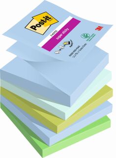 Haftnotizblock Super Sticky Z-Notes Oasis Collection - 76 x 76 mm, sortiert, 5x 90 Blatt, 1 St.