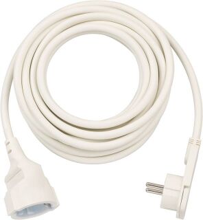 Qualitäts-Kunststoff-Verlängerungskabel - 5 m, weiß, H05VV-F 3G1,5, mit Flachstecker, 1 St.