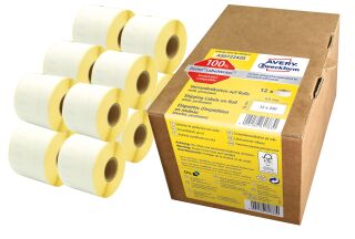 Rollen-Etiketten Paketaufkleber - 54 x 101 mm, weiß,  permanent, 12 Rollen/2.640 Etiketten, 1 St.