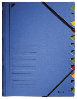 3912 Ordnungsmappe - 12 Fächer, A4, Pendarec-Karton (RC), 430 g/qm, blau, 1 St.