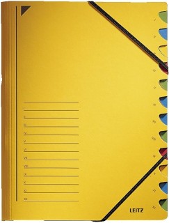 3912 Ordnungsmappe - 12 Fächer, A4, Pendarec-Karton (RC), 430 g/qm, gelb, 1 St.