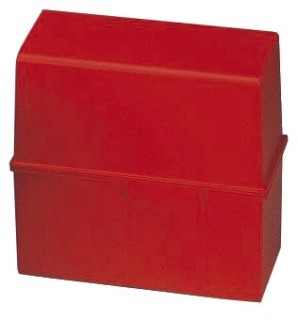 Karteibox DIN A6 quer - für 400 Karten mit Stahlscharnier, rot, 1 St.