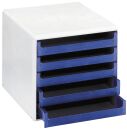Schubladenbox - A4, 5 offene Schubladen, hellgrau/blau, 1...