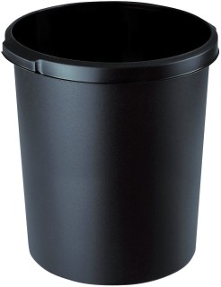 Papierkorb KLASSIK - 30 Liter, rund, 2 Griffmulden, extra stabil, schwarz, 1 St.