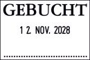 Datum-Plattenstempel - GEBUCHT + 4 mm Datum, 1 St.