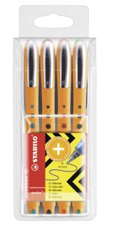 Tintenroller - worker+ - medium - 4er Pack - grün, rot, blau, schwarz, 1 St.
