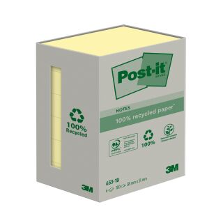 Recycling Notes - 38 x 51 mm, pastellgelb, 6 x 100 Blatt, 1 St.
