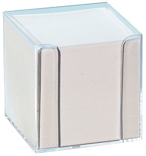 Notizboxen - glasklar, ca. 700 Blatt - weiß, lose, 1 St.