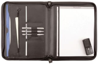 Reißverschlussmappe MILANO - A4, Echt Leder, schwarz, 1 St.