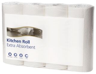 Haushaltsrollen - 2-lagig, geprägt, hochweiß, Rolle mit 64 Blatt, 4 Rollen pro Pack, 1 St.