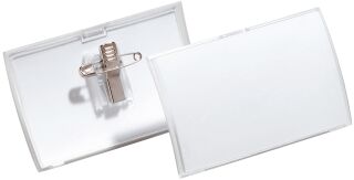 Namensschild CLICK FOLD mit Kombiklemme - 54 x 90 mm, transparent, 1 St.
