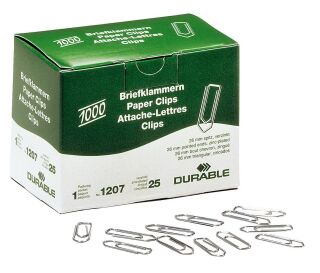 Briefklammer - 26 mm, Metall, verzinkt, Schachtel mit 1000 Stück, 1 St.