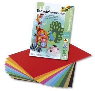Tonpapierblock - A3, 10 Farben sortiert, 10 Blatt, 1 St.