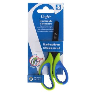 Bastelschere - 13 cm, rund, grün/blau, 1 St.