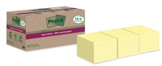 Haftnotiz Super Sticky 100% Recycling Notes - 76 x 76 mm, gelb, 14+4x 70 Blatt, 1 St.