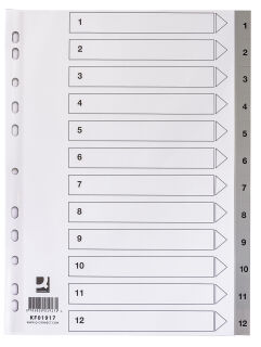 Zahlenregister - 1 - 12, PP, A4, 12 Blatt + Indexblatt, grau, 1 St.